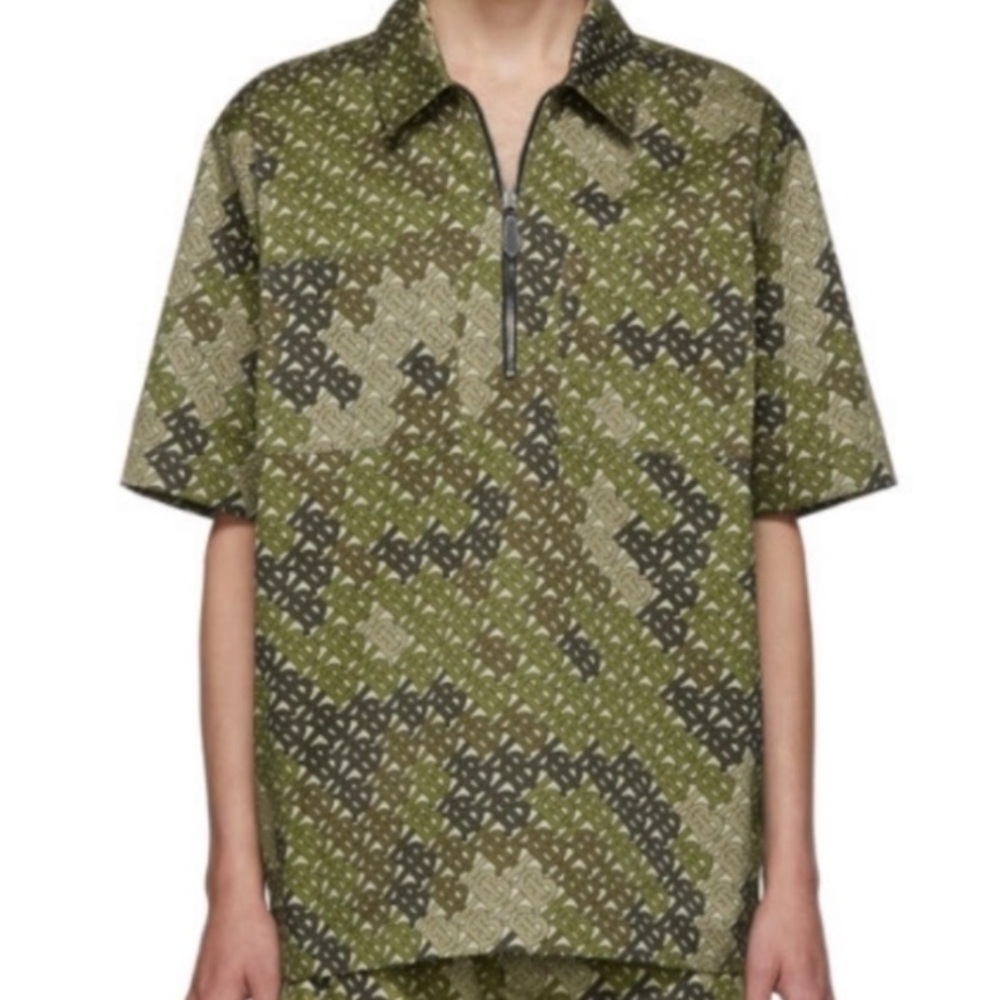Burberry Oversized Monogram Camouflage-print Cotton Shirt Men Size XS